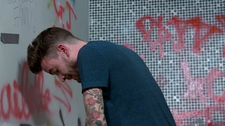 Kinky redhead Billie Rai spies on a hot peeing dude