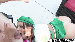 RYMJOB - Liza Rowe Rimming His Ass Poolside