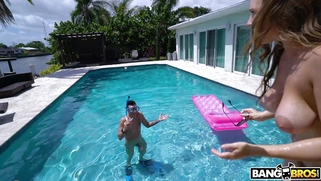 Lena Paul caught her neighbor Tyler spying on her in the pool