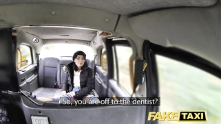 A hottie in socks from Fake Taxi without panties takes it all