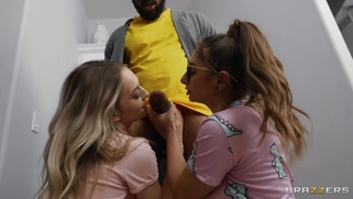 Lily Larimar and Penelope Kay are sucking big black dick