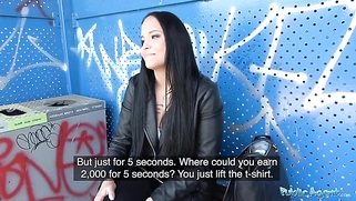 Sticky facial for busty hot Czech teen under railway bridge