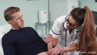 Dr. Marina Maya is sucking Danny D's huge cock