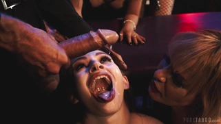 Maya Kendrick gets jizz load in her open mouth