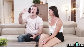 MILF stepmother distracting her stepson