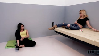 Valentina Bianco and Chiki Dulce are sucking cock in the prison