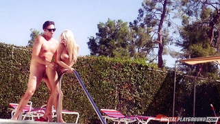 Curvaceous blonde babe Kayla Kayden fucks her local lifeguard