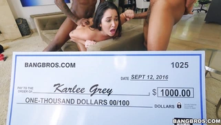 Karlee Grey gets fucked at one end and sucks monster dick at the other end