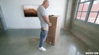 Grabriella Lopez bursts out of the box and sucks Jmac's cock