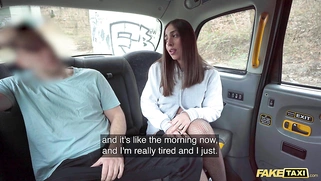 Fake Taxi Brunette Co-Ed needs a ride to college and is willing to fuck for it