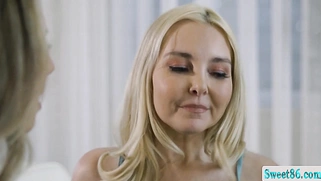 Lesbian stepmom licks and fingers her stepdaughter
