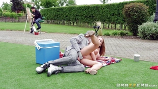 Busty Alessandra Jane got pussy pounded in the park