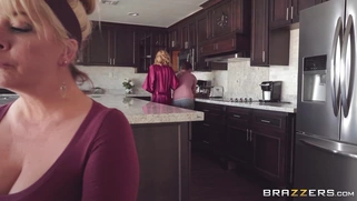 Sarah Jessie seduces her friend's son in the kitchen