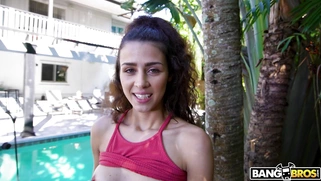 Kylie Rocket demonstrates her ass by the pool