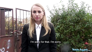 Stunning Blonde Russian babe fucks in her underwear on the side of the road