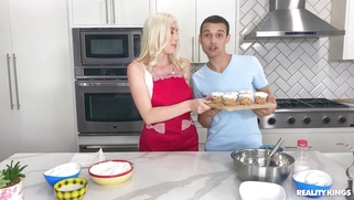 Kay Lovely is cooking as Johnny is licking her pussy