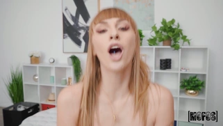Busty Angel Youngs rides hard cock with her trimmed pussy in POV