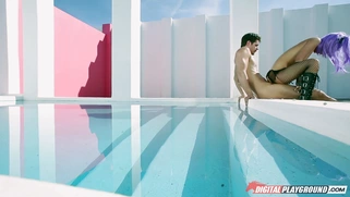 Skinny Asian honey Alina Li gets pounded beside a pool