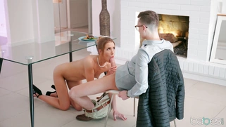Alexis Crystal on her knees is sucking Charlie Dean's cock
