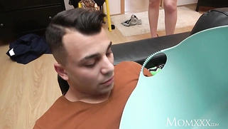 Mom Blonde MILF fucks stepson and demands sex