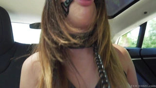 Ball-gagged and corseted Ashley Adams gets her cunt fingered
