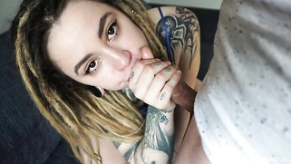 Tattooed babe from the festival gets penetrated
