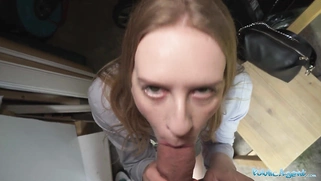 Nikki Riddle taken to a garden shed and has her wet pussy pounded by a huge cock