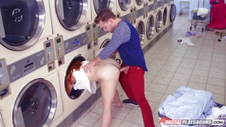 Teen Lennox Luxe gets fucked by the laundromat dryer