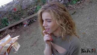Sabrina Spice gives nice blowjob in POV outdoors