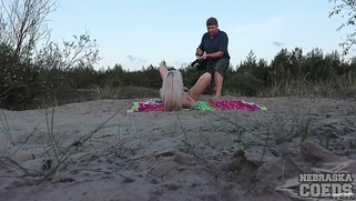 Blonde Beach Orgasm at Sunset