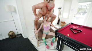 Chloe Foster gets face fucked on the chair by Jmac