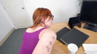 Scarlett Johnson leaned on the table and got pussy nailed