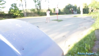 Outdoor sex with little tits and a big dick POV blowjob Ara Mix