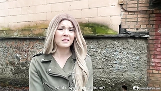 Cute blonde puts on a sexy outfit