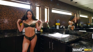 Abella Danger takes the shower and shows off her ass