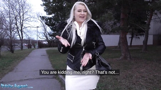 Big Tits Blonde Gets an Outdoor Blowjob and a Basement Fuck