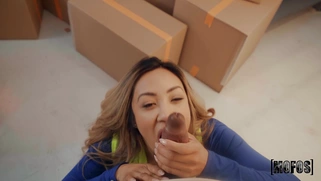 Samantha Lexi on her knees is sucking black monster cock
