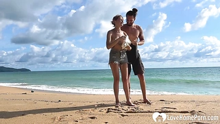 Enjoying the beach in the nude with hubby