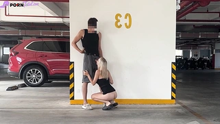 Unknown blonde fucks in a parking lot in plain sight full video at porntotal