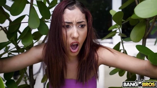 Kira Perez is sucking the black monster cock outdoors
