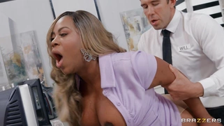 Breyana Moore gets fucked standing in the office