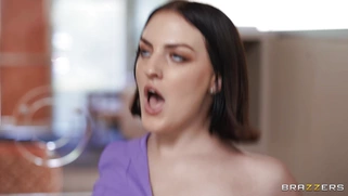 Lucy Lotus rides black dick on the chair