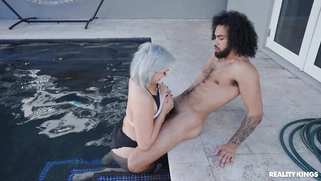Adaline Star gives blow and tit jobs to James Angel