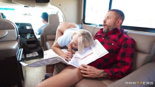 Rara Knupps is sucking hitchhiker's cock