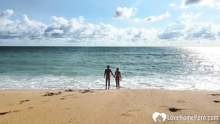Enjoying the beach in the nude with hubby