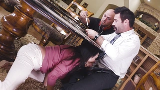 Ariella Ferrera sucks cock under the table and her son is none the wiser