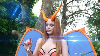 Redhead pokemon Ella Hughes got caught and started sucking Jordi's meat