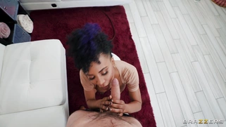 Ebony Demi Sutra is sucking white cock