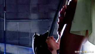 Kendra Lust sucking hard dick in an empty warehouse