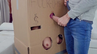 Sandra Wellness is sucking cock through the glory hole